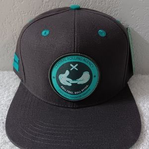 Hempire Central Rolling Agency Charcoal Teal Leaf Satin inner snap back hat cap